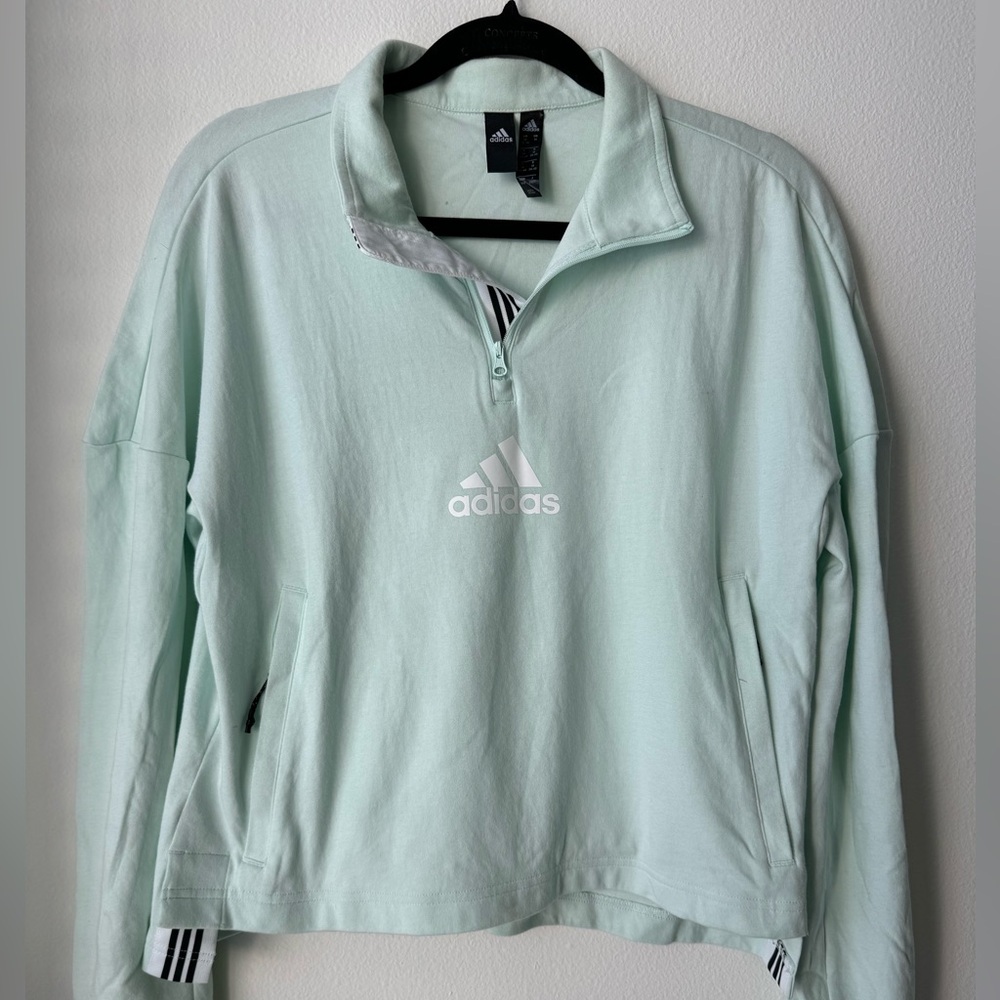 Adidas Mint Green Half-Zip Pullover